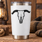 Cow skull vinyl decal with black skull graphic on white