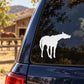 White neighing horse decal silhouette on dark blue car panel