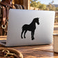 Prideful horse standing decal with black silhouette on white backing