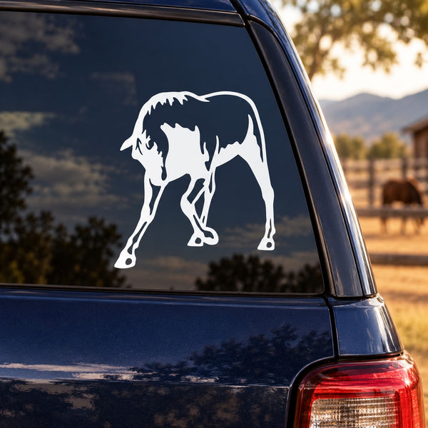 White shaking horse head vinyl decal