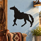 Saddled horse looking forward vinyl decal, dark silhouette