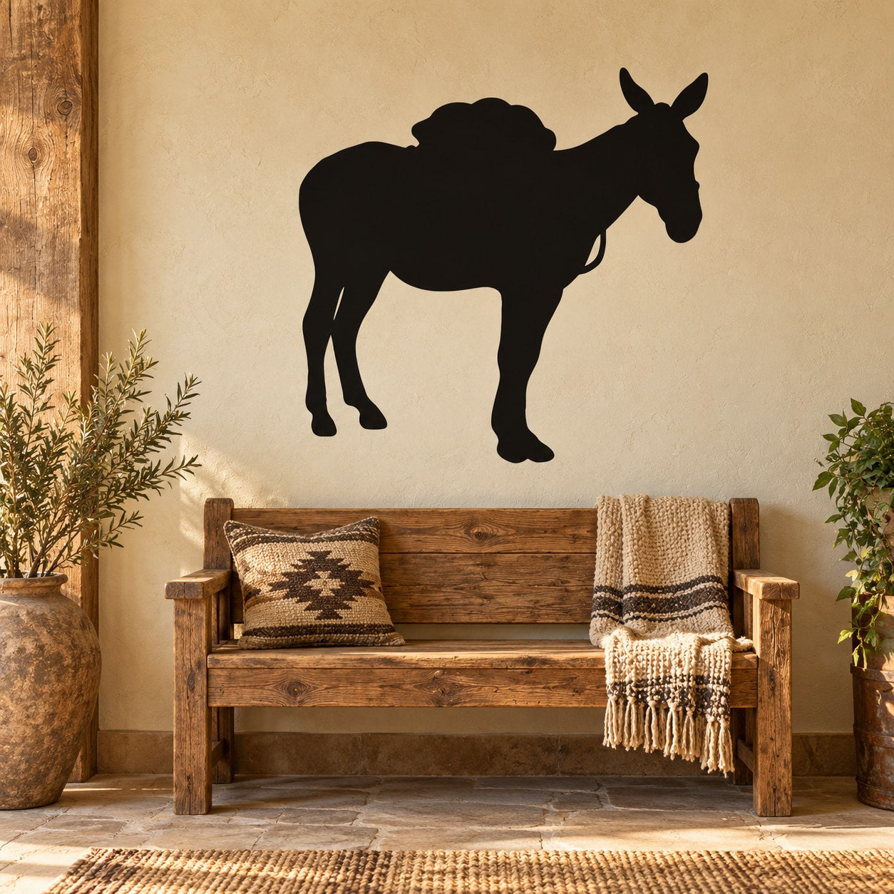 Standing mule wall decal with solid black silhouette