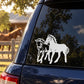 White horse-and-rider decal for car, single graphic silhouette