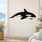 Black killer whale wall decal with floating silhouette