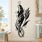 Black whale and seaweed wall decal with bubble accents