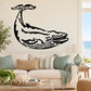 Smiling humpback whale wall decal, black outline