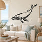 Diving humpback whale wall decal in black silhouette