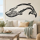 Flipping whale line-art wall decal, black