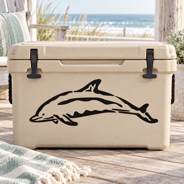Dolphin decal with black outline jumping design