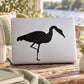 Whooping crane gazing decal with black bird silhouette on light background