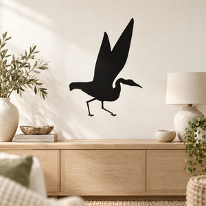 Black whooping crane decal with wings stretching and legs on stilts