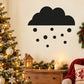 Black vinyl snow cloud decal with small circular snow dots