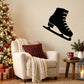 Black ice skates winter vinyl wall decal with white laces and silver blade