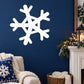 White snowflake winter decal with layered ice-crystal shape