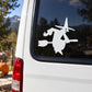 White witch riding broom car window decal sticker