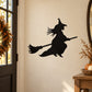 Flying witch silhouette decal on wall, black witch on broom
