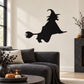 Black witch riding a broom wall decal silhouette