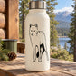 Cream water bottle with black Arctic wolf decal