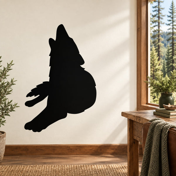 Black wolf howling wall decal silhouette
