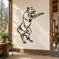 Standing wolf wall decal in black outline, standing and looking to the side