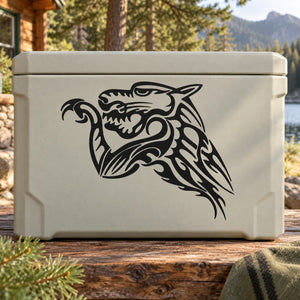 Tribal wolf clawing decal sticker with bold black tribal graphic