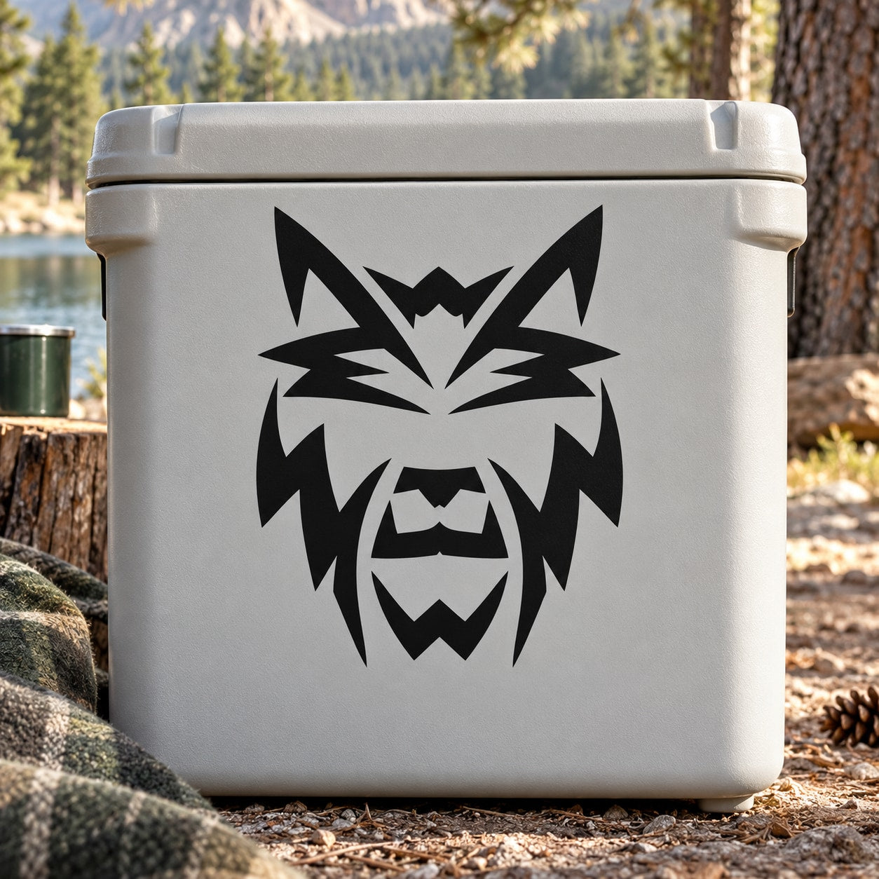 Black abstract wolf head decal graphic