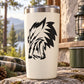 Stainless tumbler with tilted snarling wolf head decal