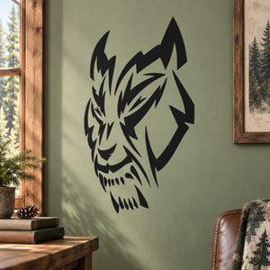 Stylized wolf head decal, black graphic for walls or windows
