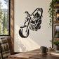 Wolf riding motorbike wall decal, black silhouette graphic