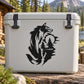 Wolf and moon forest decal with black wolf silhouette and tree moon circle