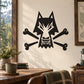 Black wolf head and crossbones sticker decal, skull mouth with crossed bones
