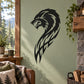 Side-profile wolf head decal with menacing open mouth, black vinyl style