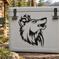Gray cooler with black tribal razor wolf head decal
