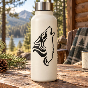 Native wolf howling decal with black wolf head and sound lines