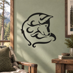 Wolf head grooming decal sticker with stylized face graphic in black and gray