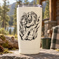 Tiger face decal on a white insulated tumbler