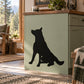 Sitting wolf wall decal with dark silhouette, sitting pose, facing right.