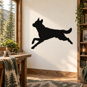 Black running wolf silhouette wall decal
