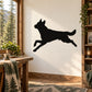 Black running wolf silhouette wall decal