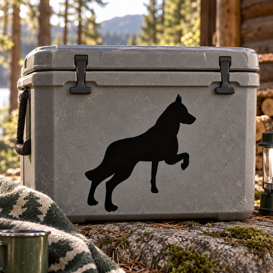 Black wolf silhouette decal for outdoor gear