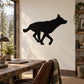 Wolf silhouette wall decal, black running design