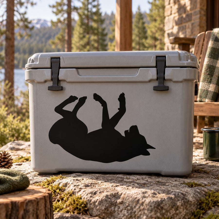 Black wolf on back silhouette decal for outdoor cooler