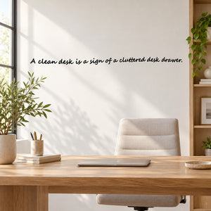 Wall quote mural decal with cursive quote text on a light wall