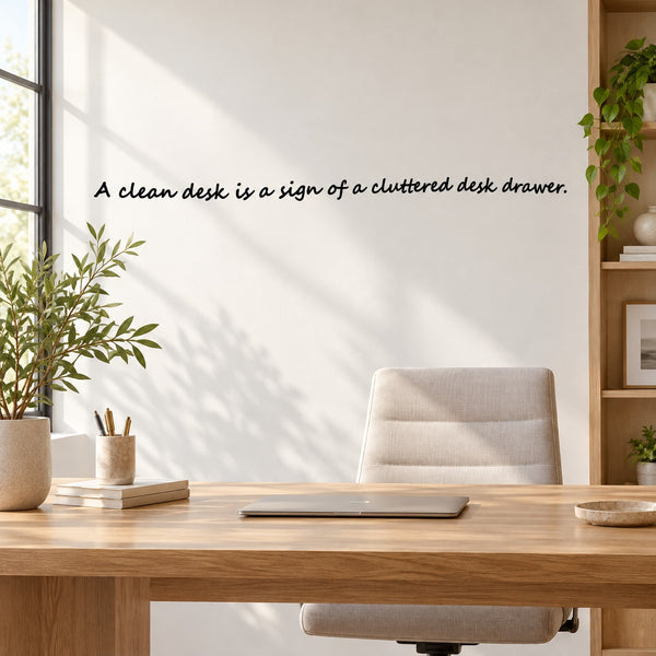 Wall quote mural decal with cursive quote text on a light wall