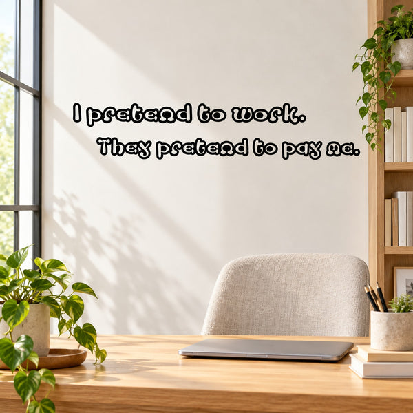 Wall quote mural decal with playful black quote text on a light wall