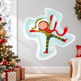 Cartoon Christmas elf character sticker with red outfit and striped legs
