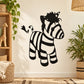 Zebra toy decal with black-and-white zebra jumping