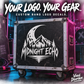 Custom band logo decal, white mountains and 'MIDNIGHT ECHO' text
