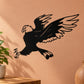 Black eagle attacking wall decal with wings spread and talons forward