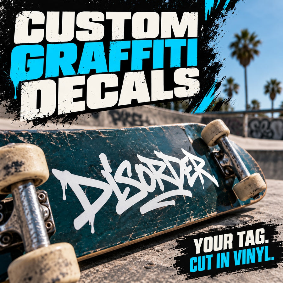 Custom Graffiti Decal — illustrative product application. Surrounding equipment and decor are not included.